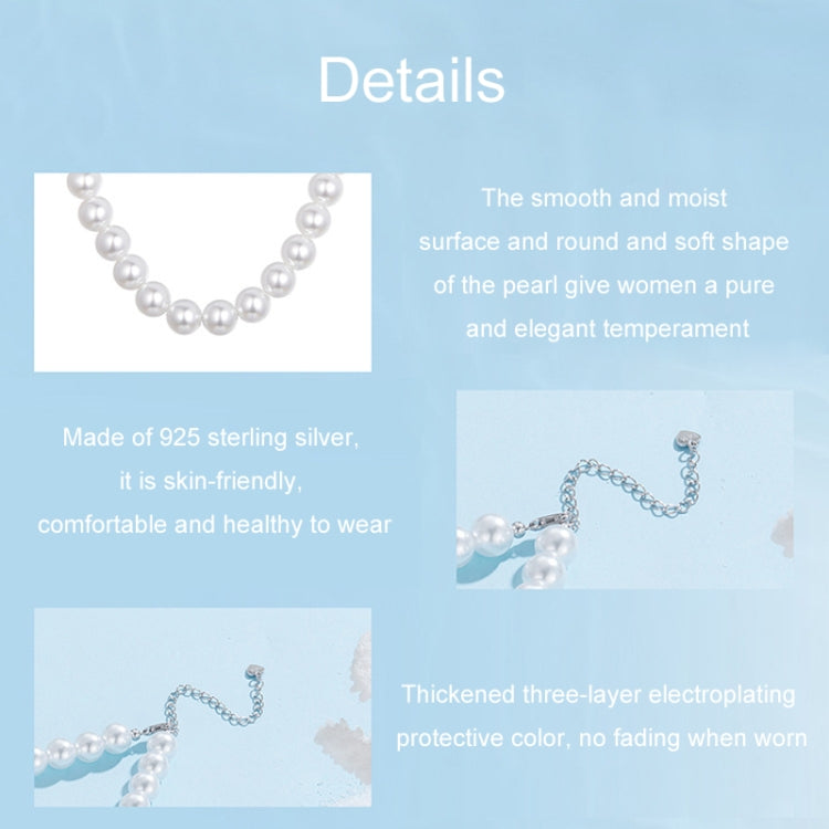 S925 Sterling Silver Platinum-Plated Pearl Necklace